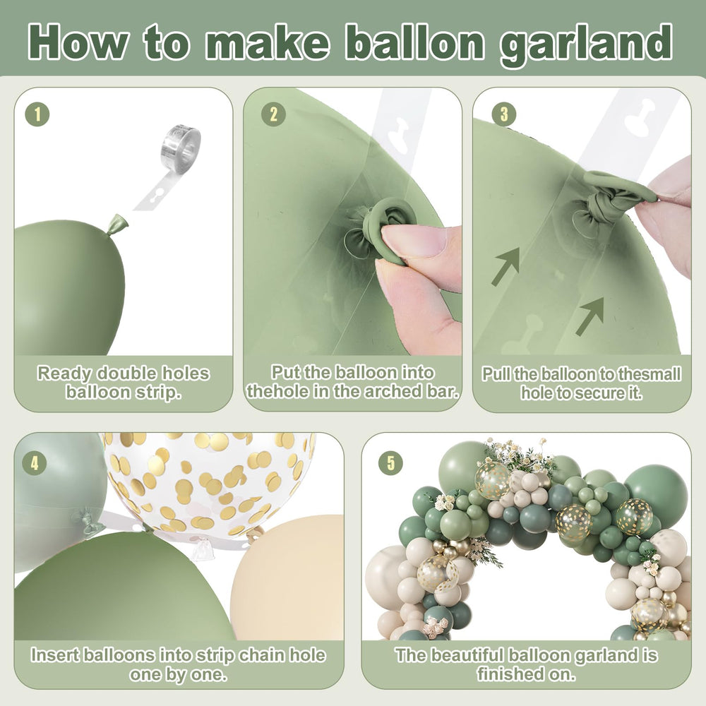 Amandir 173Pcs sage green balloons suited for woodland parties and photo ops