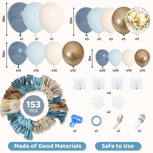 Amandir 18-inch dusty blue balloons brighten baby showers and birthdays.