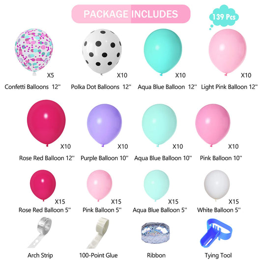 Amandir backdrop featuring pink-teal balloons for a colorful celebration setup.