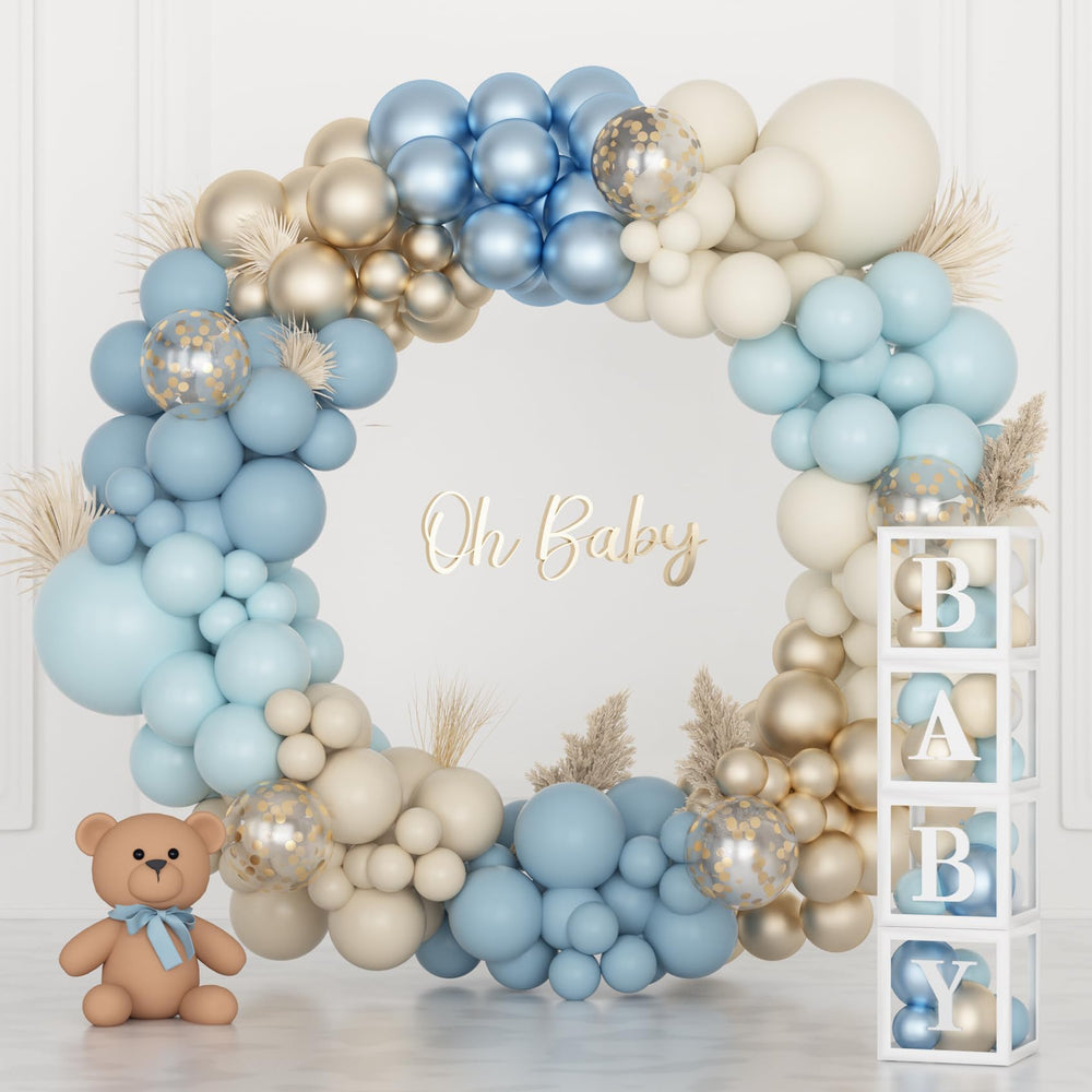 Amandir dusty blue arch kit assembled for elegant entrance decor