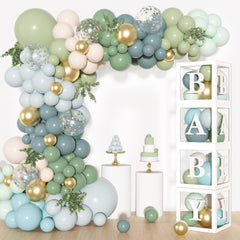 Amandir dusty blue green balloon arch kit ready for elegant baby shower décor