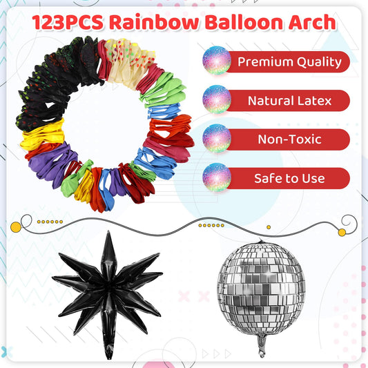Amandir foil star balloons add a shimmering focal point to neon celebrations.