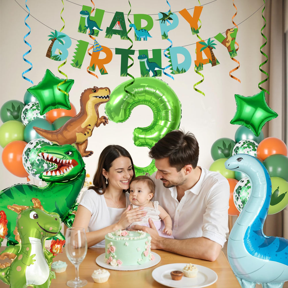 Amandir green confetti balloons add festive texture.