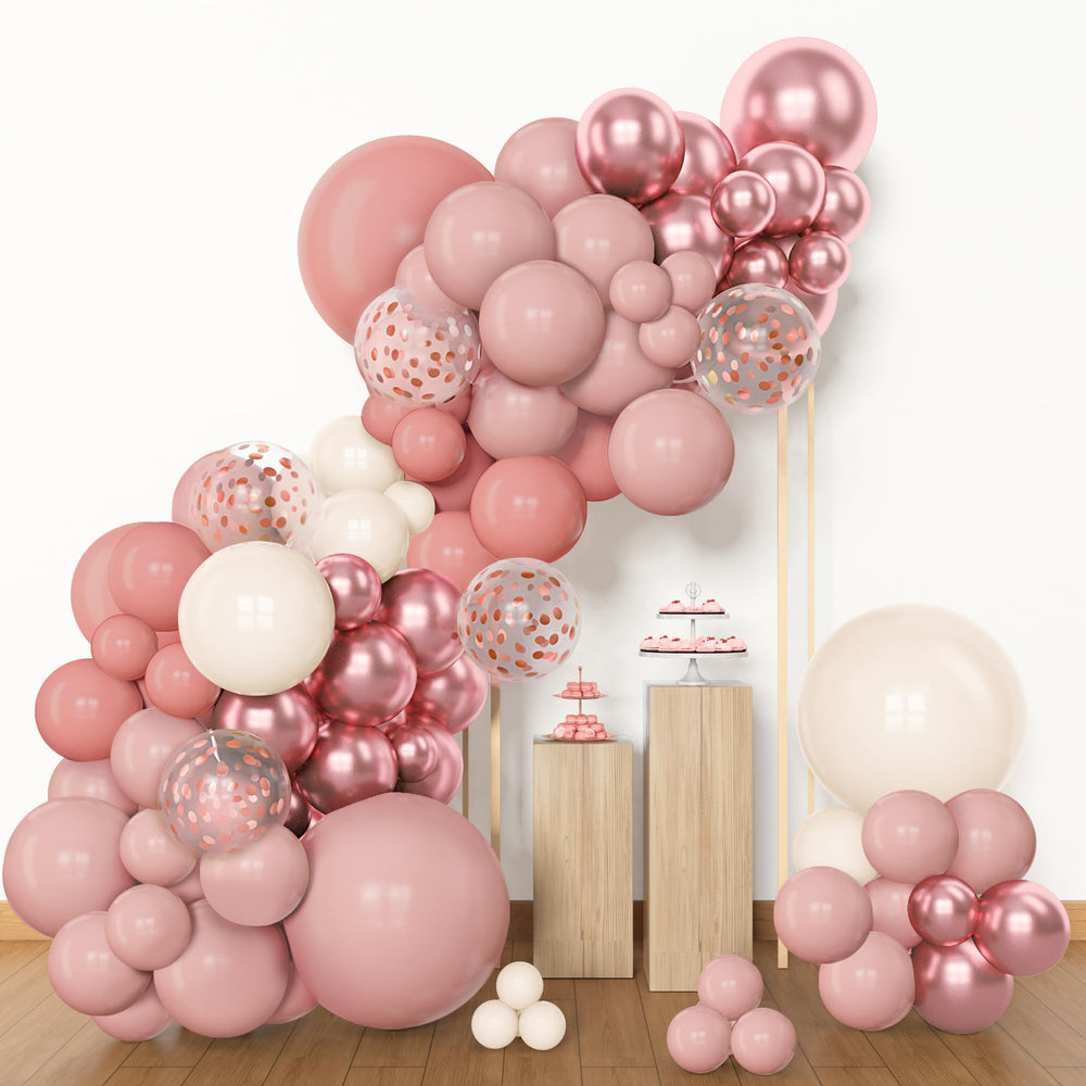 Amandir metallic rose gold confetti balloons add luxe shimmer