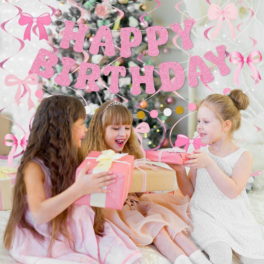 Amandir pink birthday decor bundle offers versatile background options for parties.