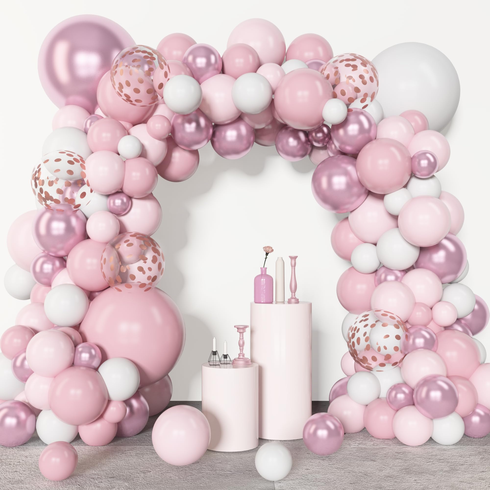 Amandir 5-inch white/pink metallic balloons for accents