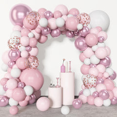 Amandir 5-inch white/pink metallic balloons for accents