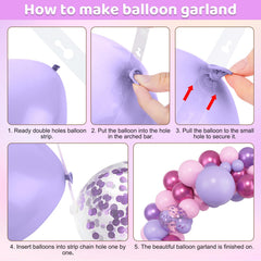 Amandir 10-inch pink and purple balloons creating balanced garland pops