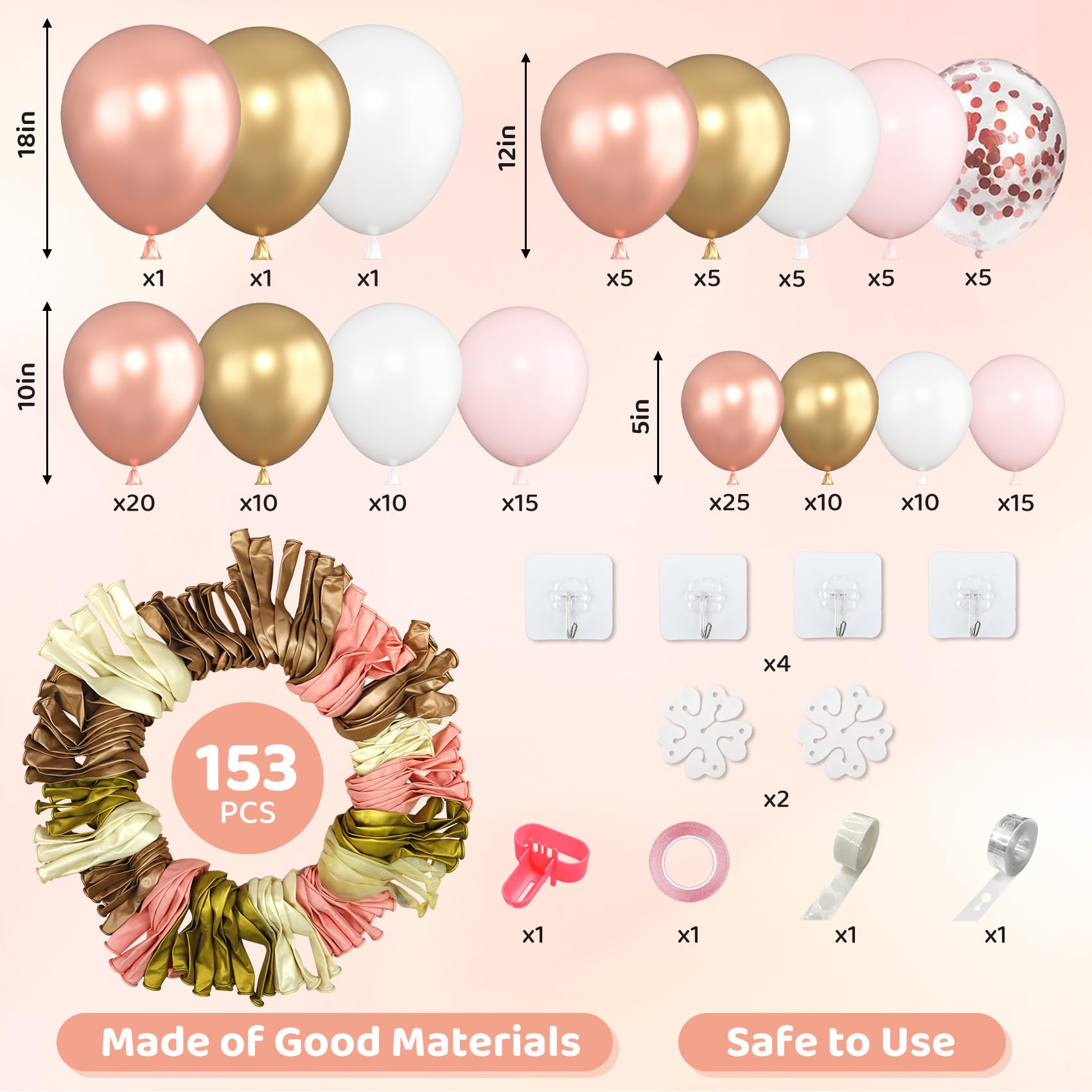 Amandir rose gold 12-inch balloons add versatile garland accents.