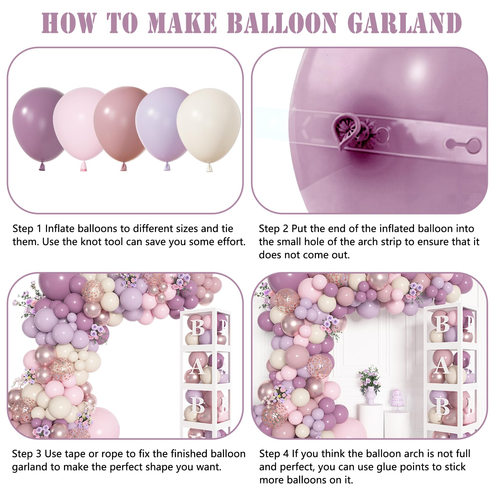 Amandir rose gold confetti balloons sparkle with dusty purple tones