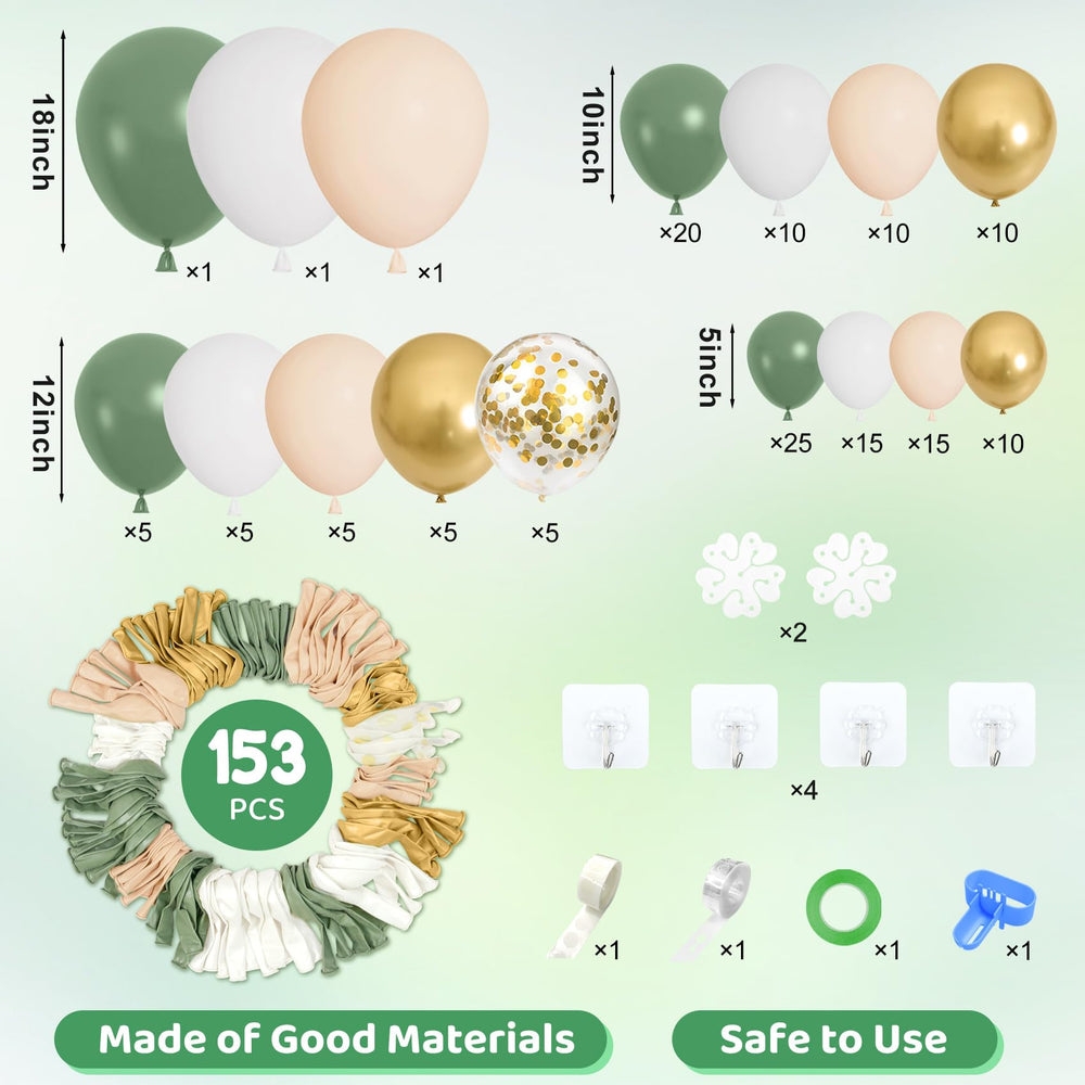 Amandir sage green arch kit 12in balloons for layered wall decor