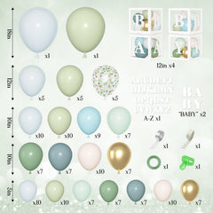 Amandir sage green pastel balloons closeup with durable latex feel