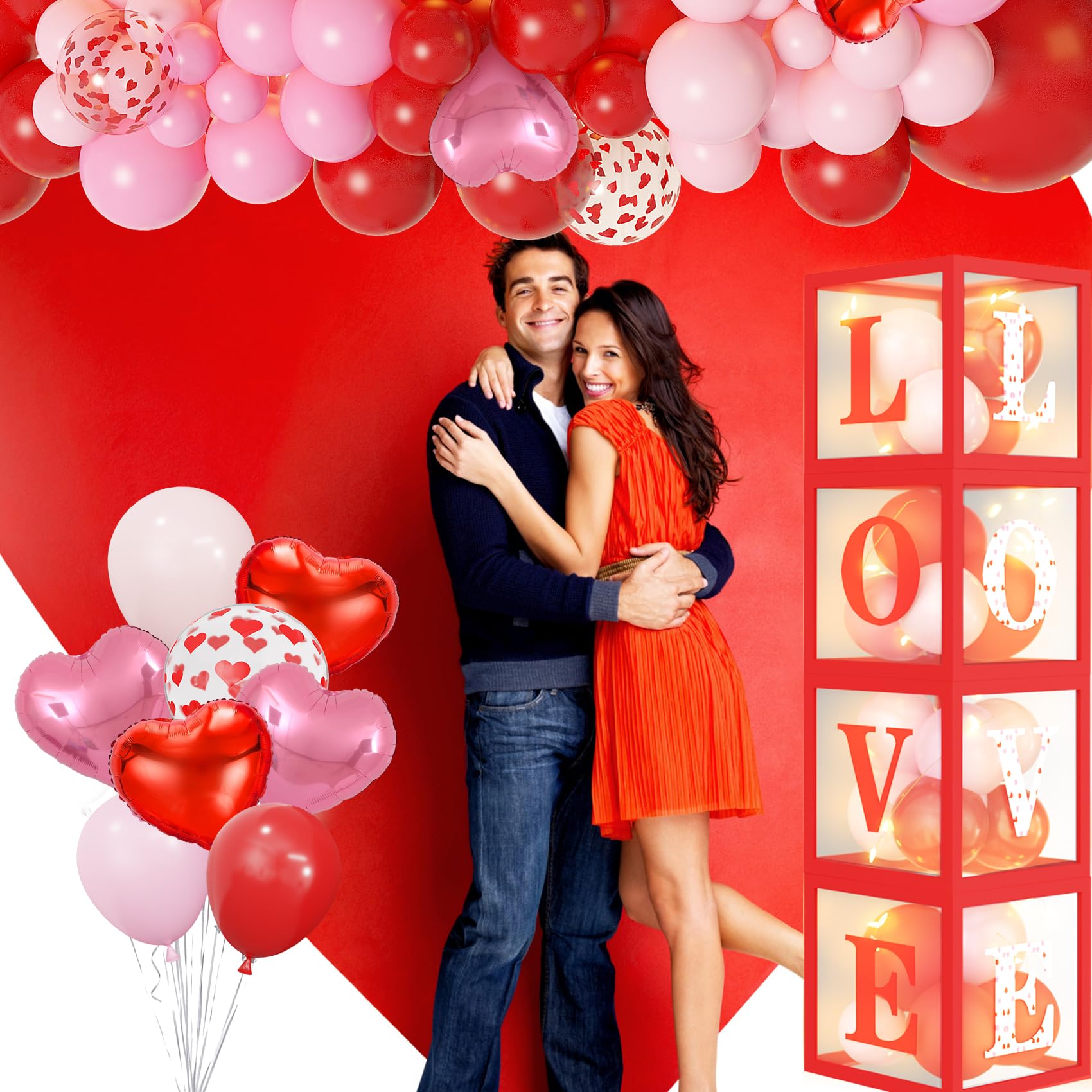 Amandir valentines day decor backdrop with balloons and lights for weddings
