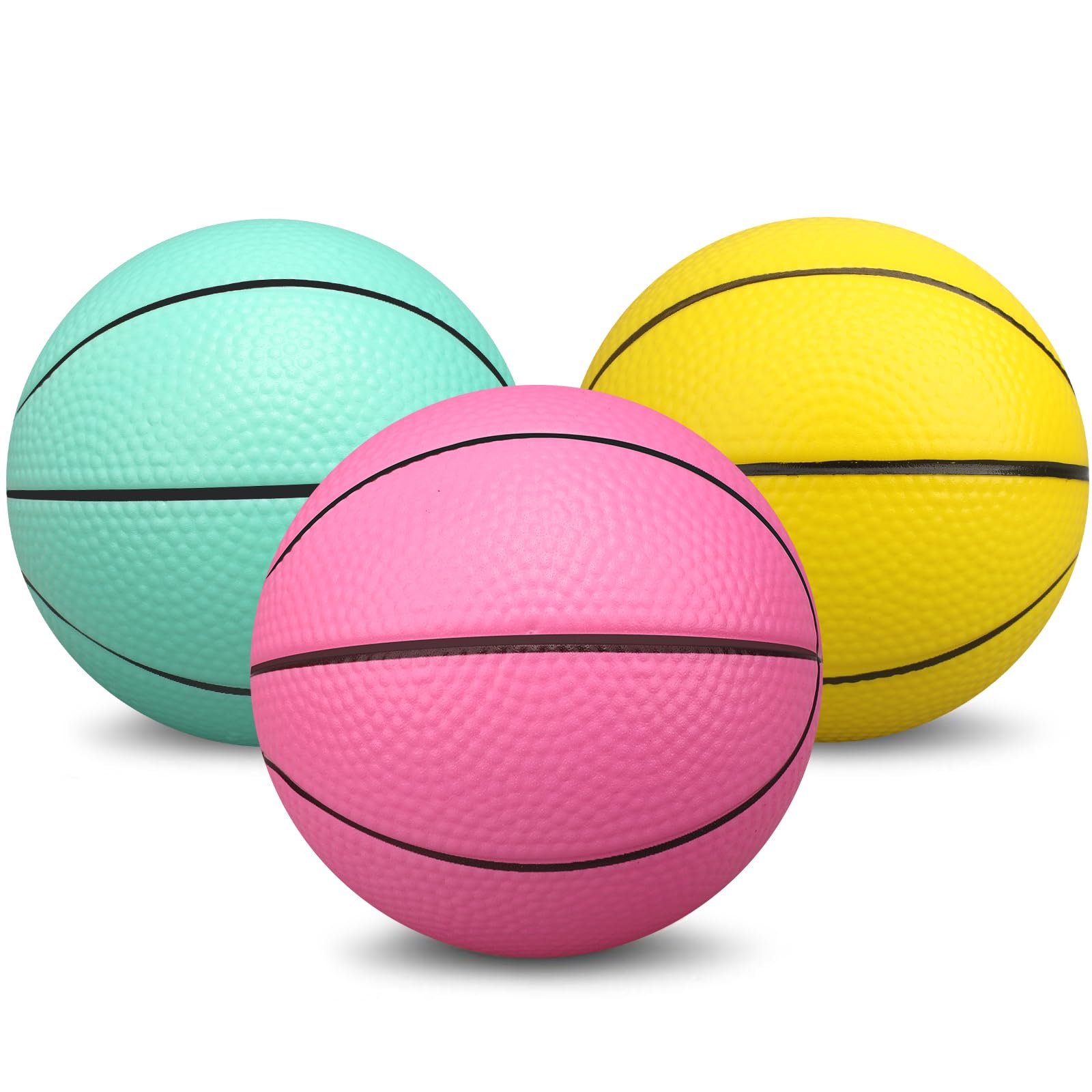 Amarlozn 5-inch pink foam basketball, side view, anti-slip grip for safe indoor play.