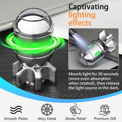 Amarlozn Atomic Bomb Spinner in a stylish desk setup showing four spinning modes.