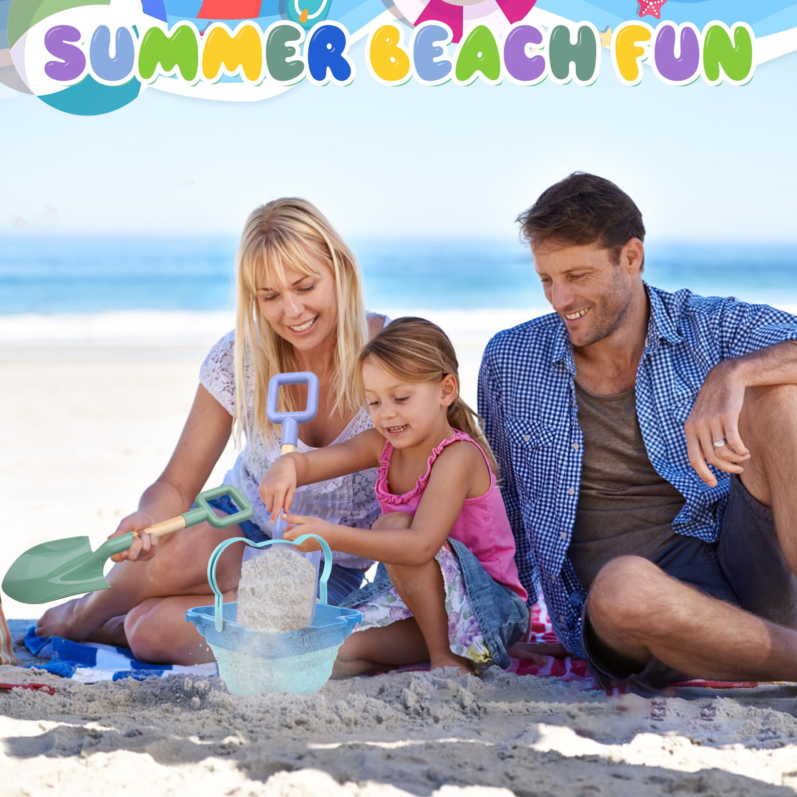 Amarlozn bright color kid-friendly shovel with smooth edges for safe play on sand.
