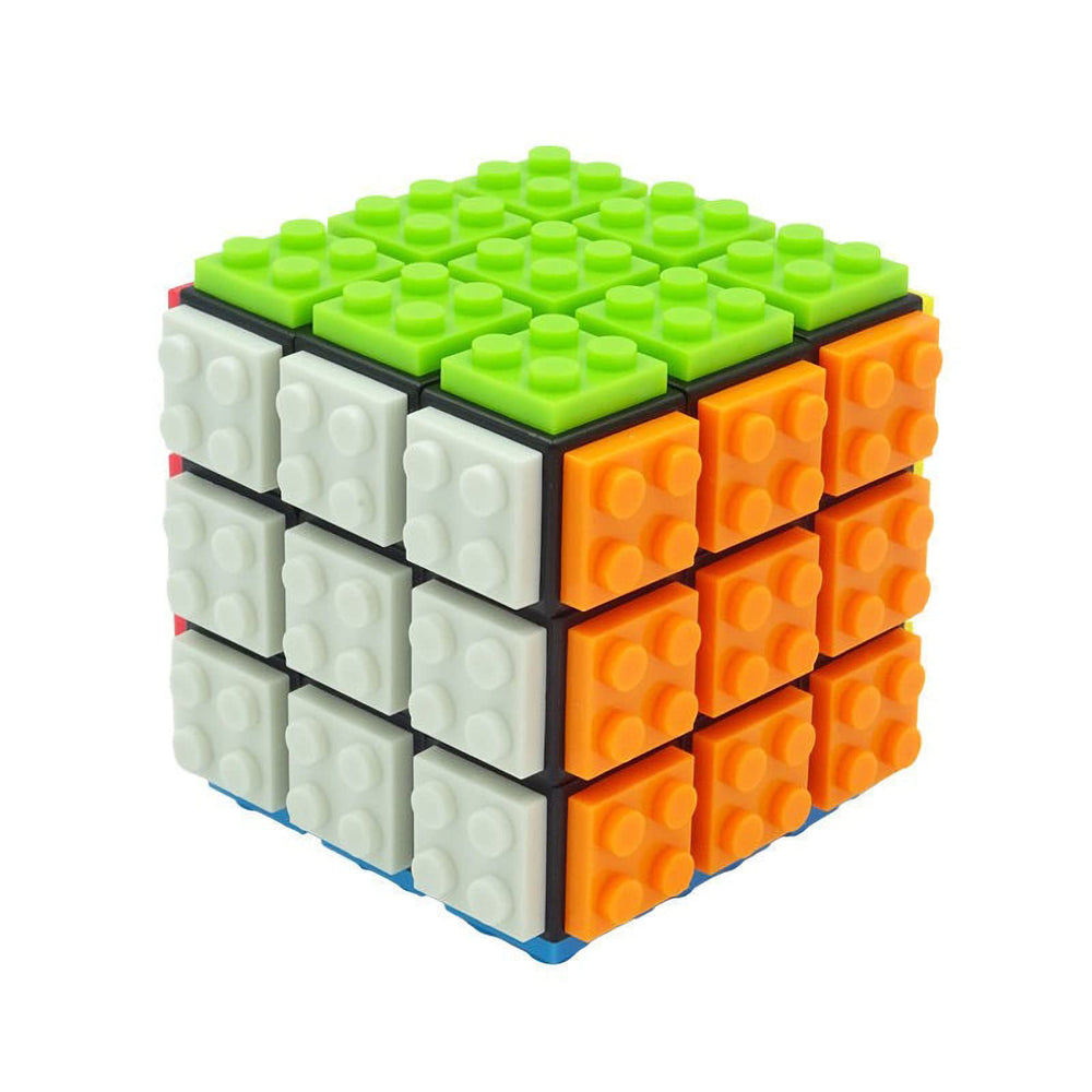 AMAZA 3x3 speed cube black demonstrates building-block compatibility for creative play.