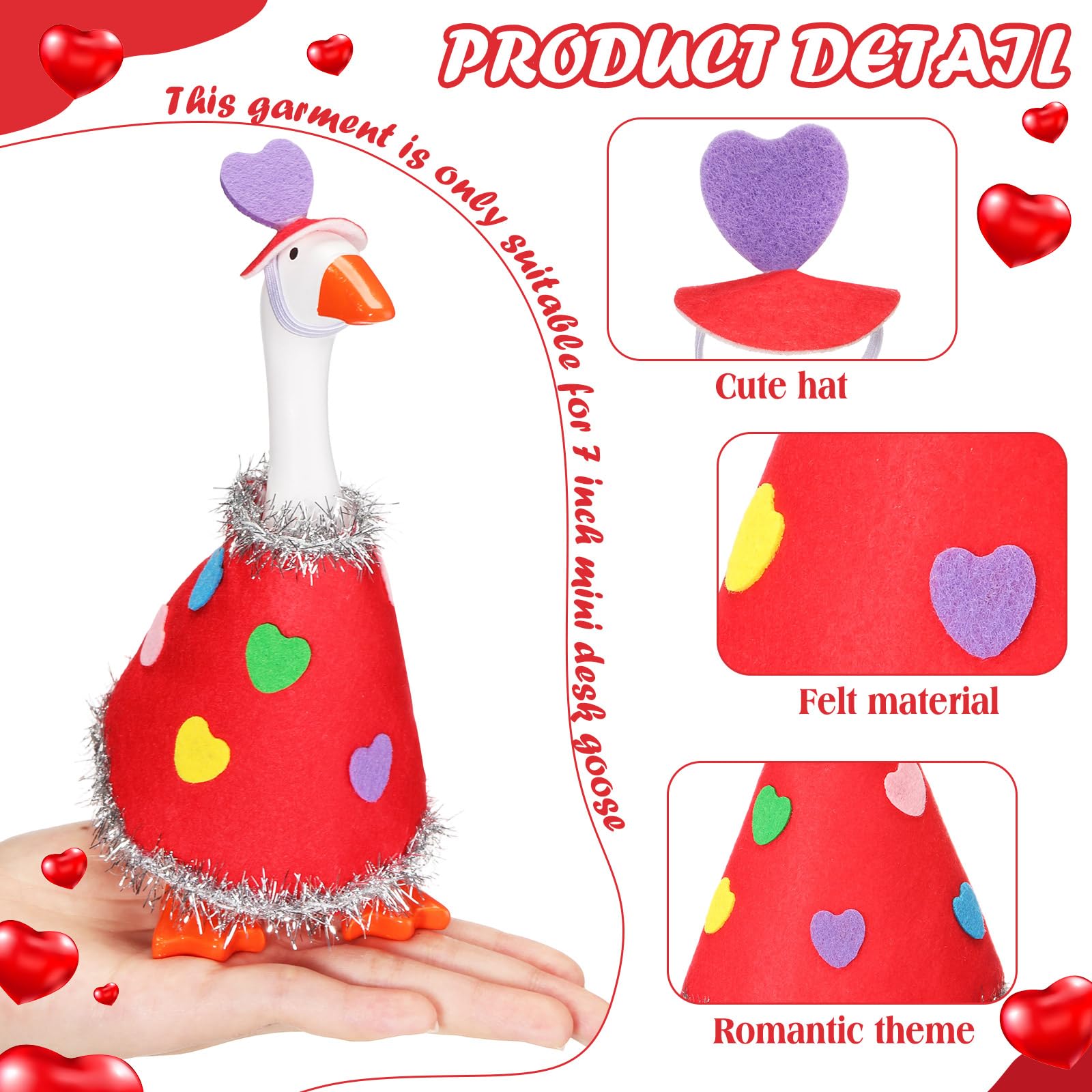 AmazingSpark red costume fits 7-inch magnetic goose statues for a playful look.