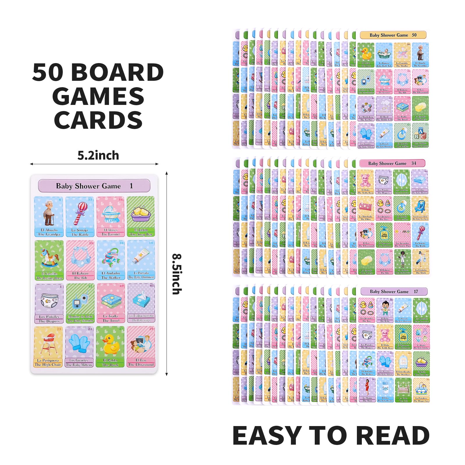Ambercalm bingo cards with colorful patterns for quick marking