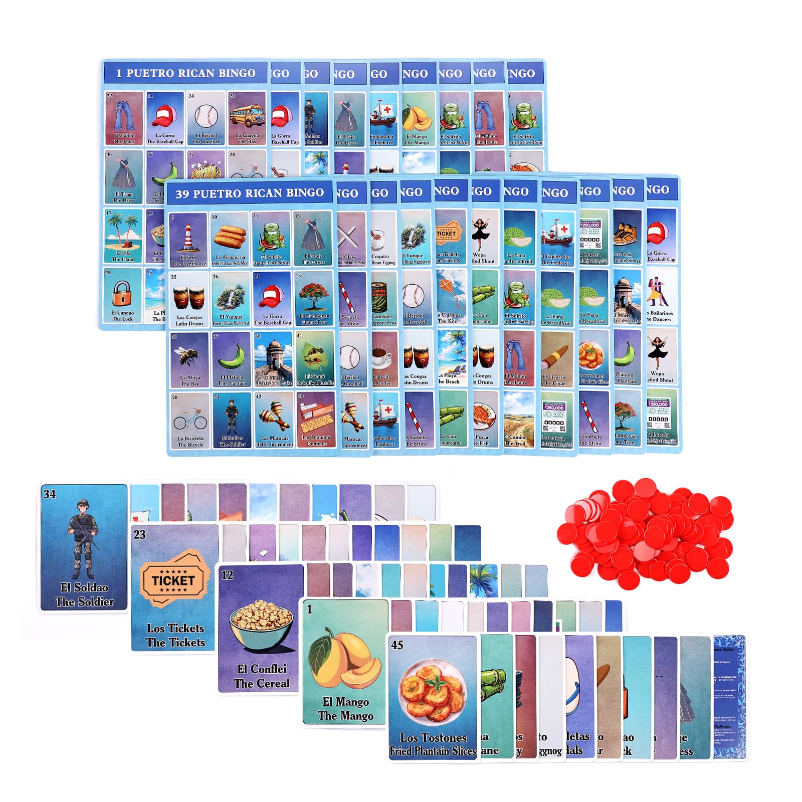 Ambercalm Puerto Rican Bingo board for family game night with vibrant visuals and island flair