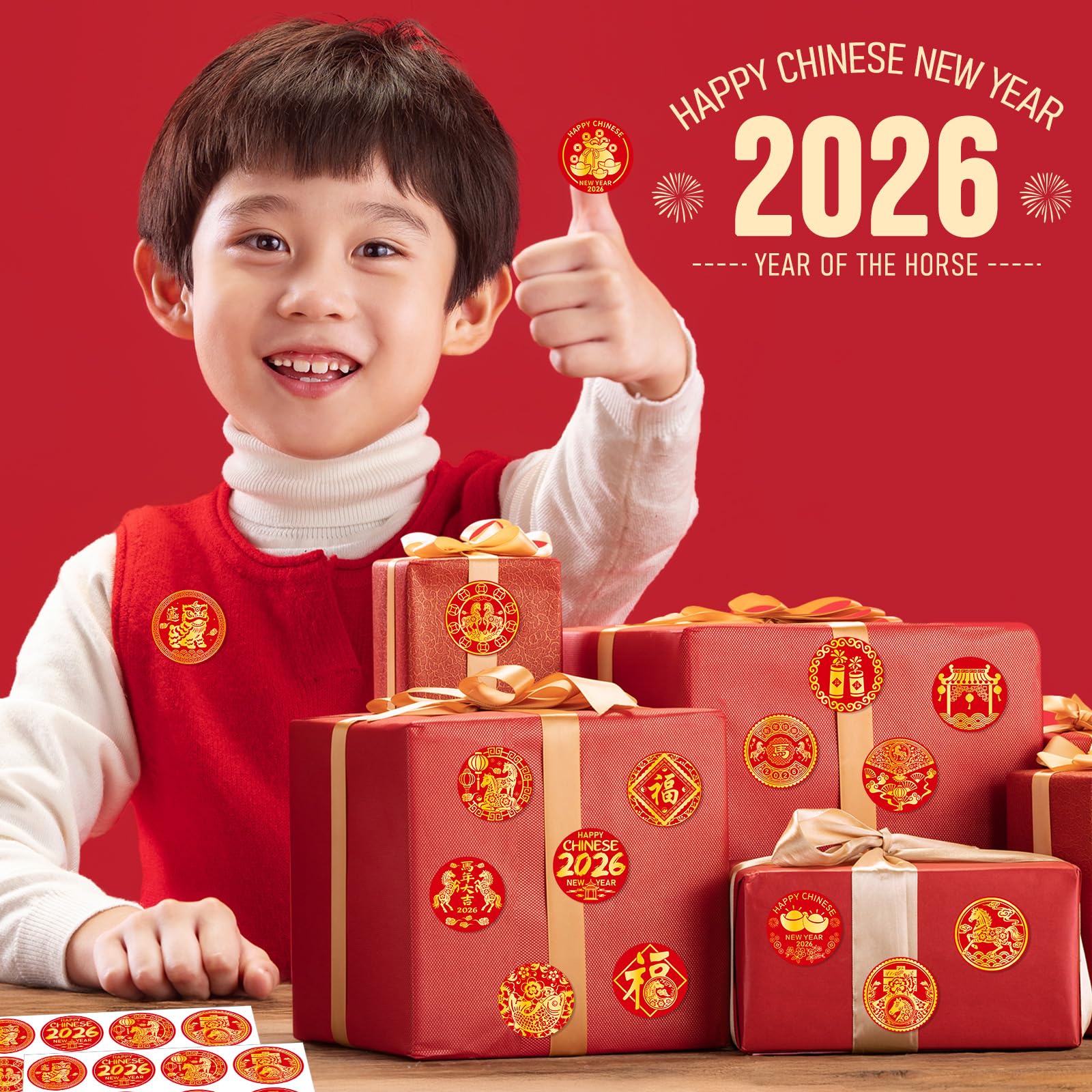 AMCEMIC Year of the Horse stickers suit parties and gifts.