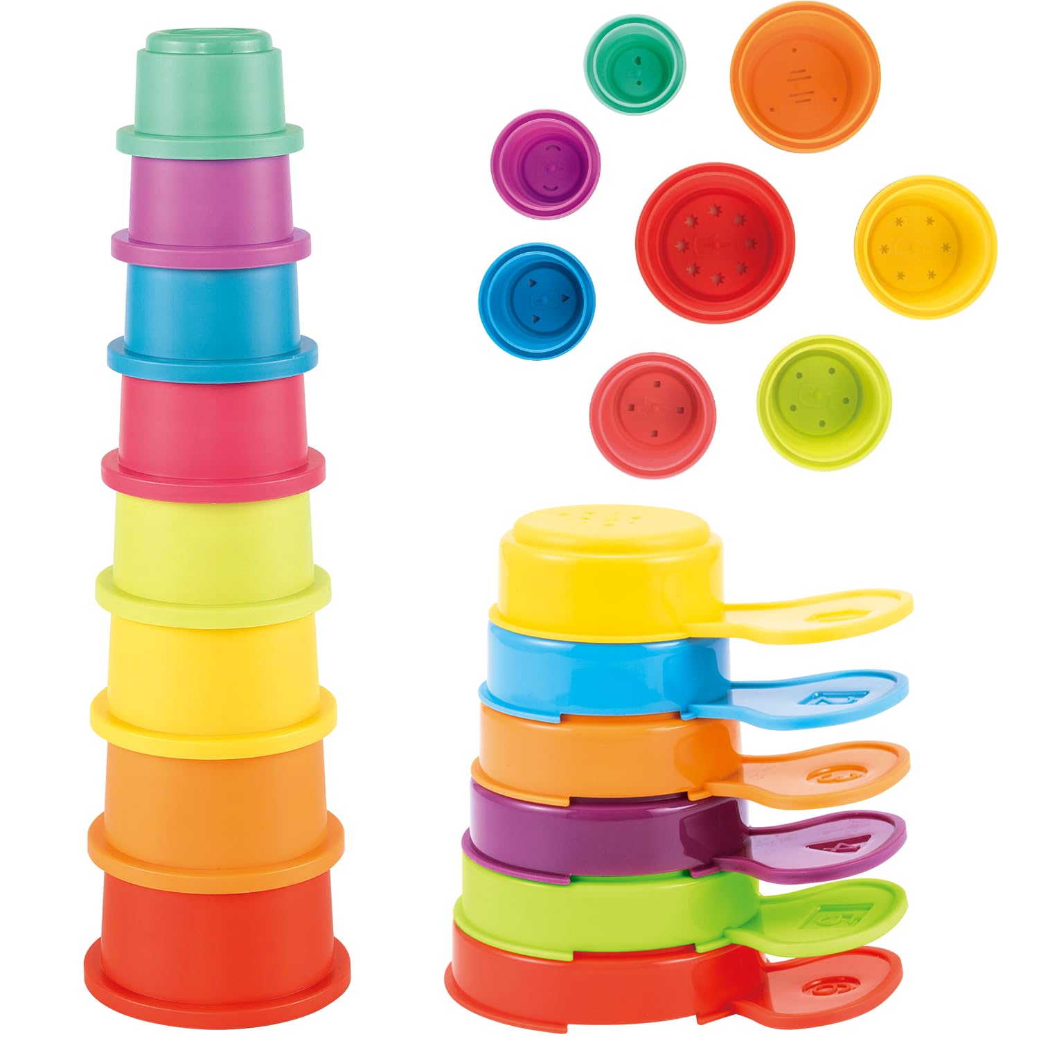 AMCHSURI baby bath cups stacking for easy grip and learning colors
