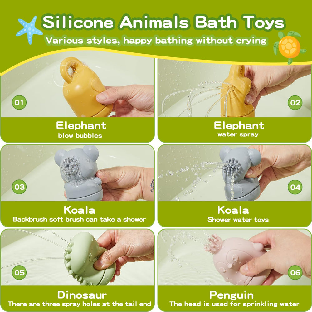 AMCHSURI dinosaur silicone bath toy sparks tub time curiosity