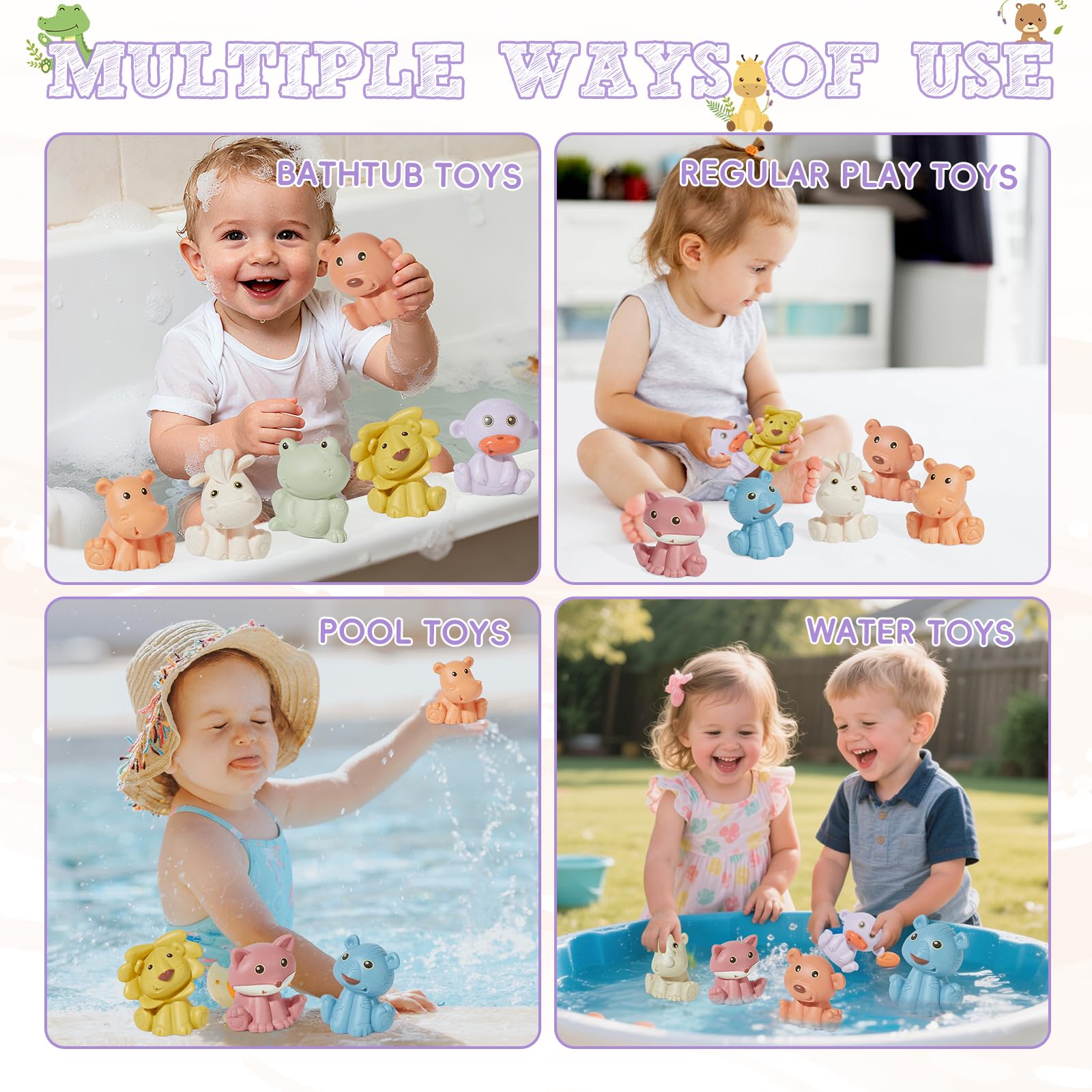 AMCHSURI fox bath toy floats, engaging for water games and fine motor practice.