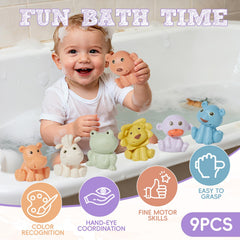 AMCHSURI frog bath toy floats, helps with color recognition and water play.