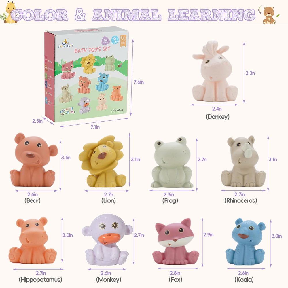 AMCHSURI rhinoceros bath toy floats, vivid colors stimulate early learning.