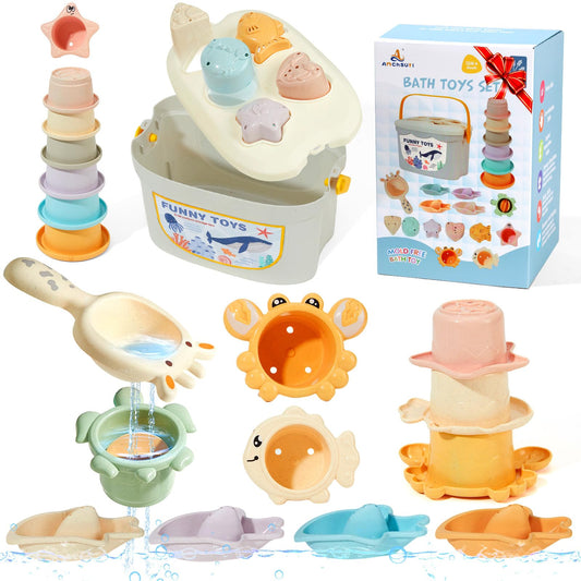 AMCHSURI baby bath toys hero set displays colorful tub play for imaginative fun