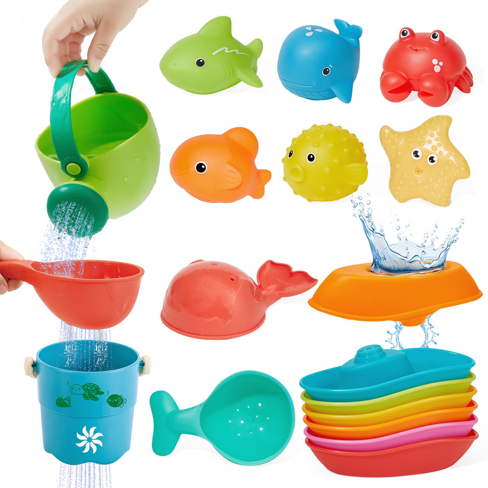 AMCHSURI bath toy water bucket with easy grip for tub time