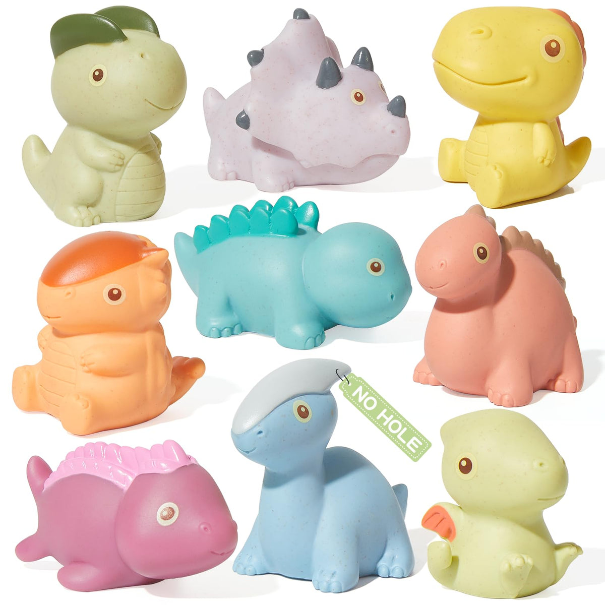 AMCHSURI dinosaur bath toy side view; compact for tiny hands.