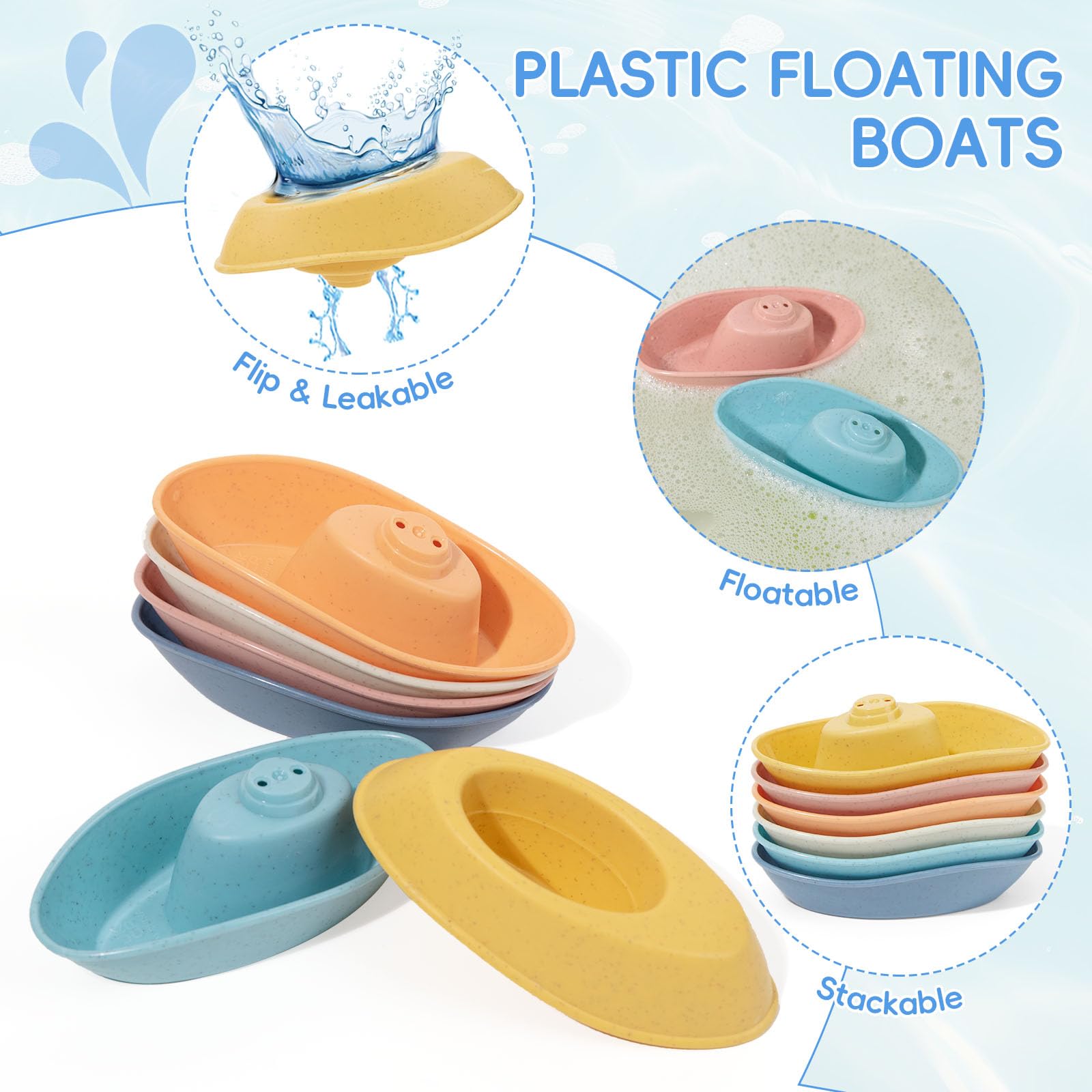 AMCHSURI floating plastic boats; perfect for pouring and splashing.