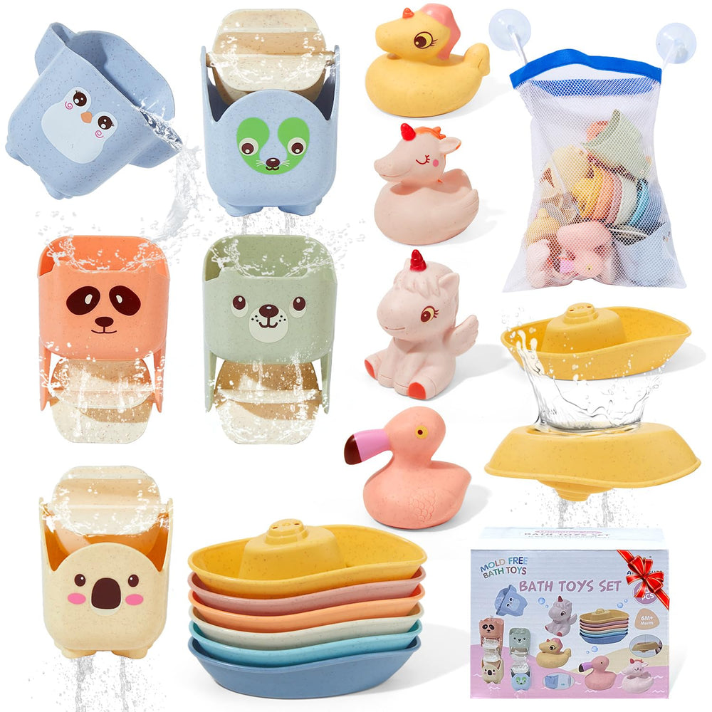 AMCHSURI mold-free bath toy set with boats for pouring play