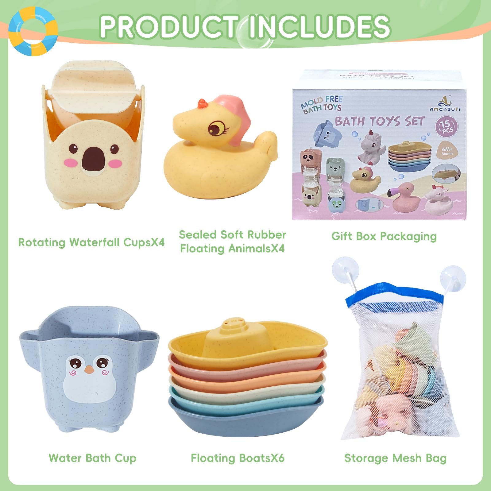 AMCHSURI toddler bath toys creatively used in tub