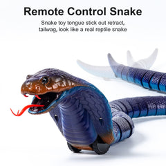 AMCHSURI blue cobra remote control snake highlights infrared control for kid-friendly games.