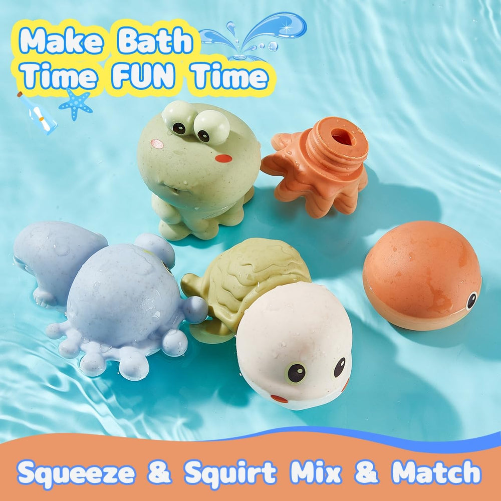 AMCHSURI squirting animal bath toy bear offers soft grip for tiny hands during tub time.