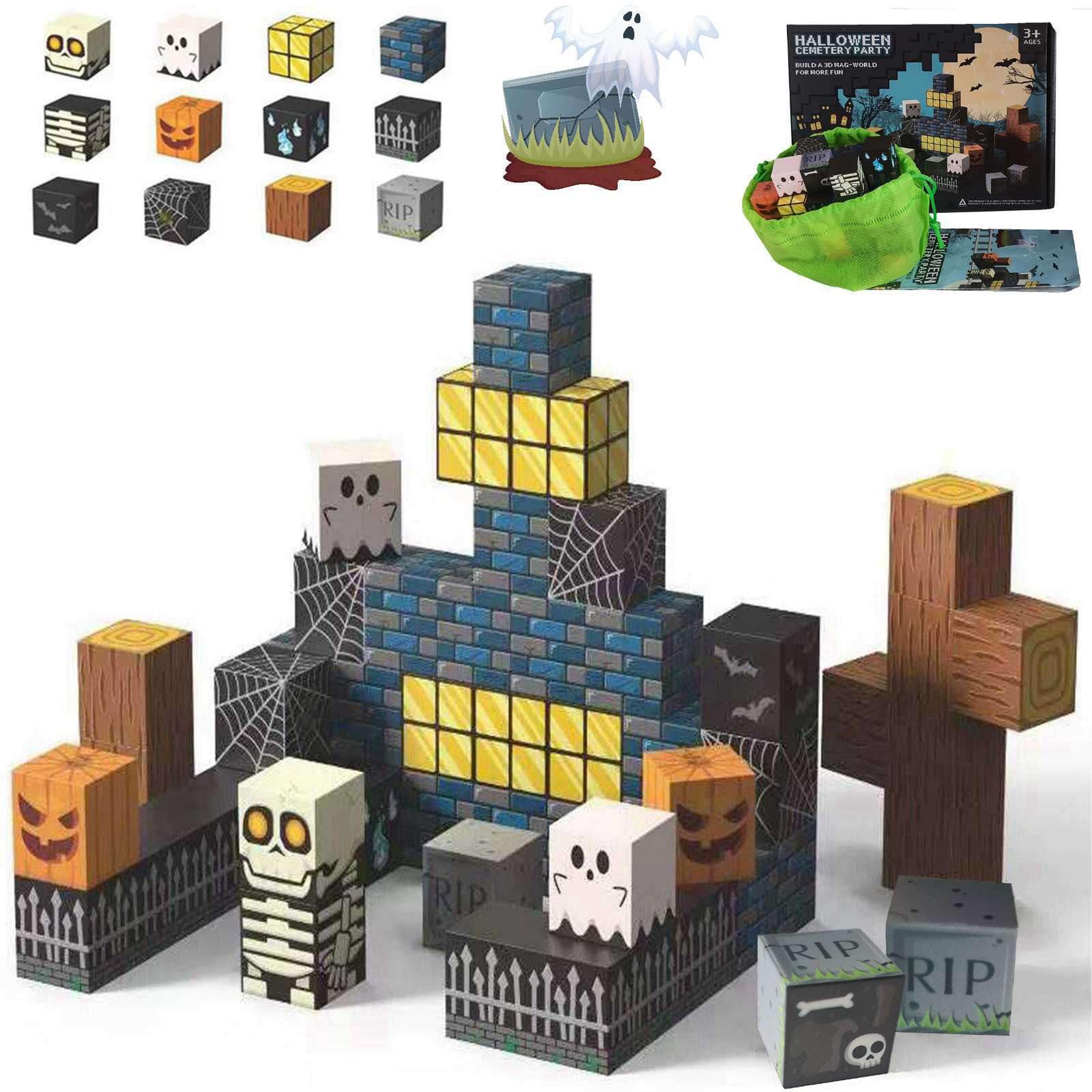 amdohai magnetic blocks in spooky town set for imaginative play and STEM exploration.