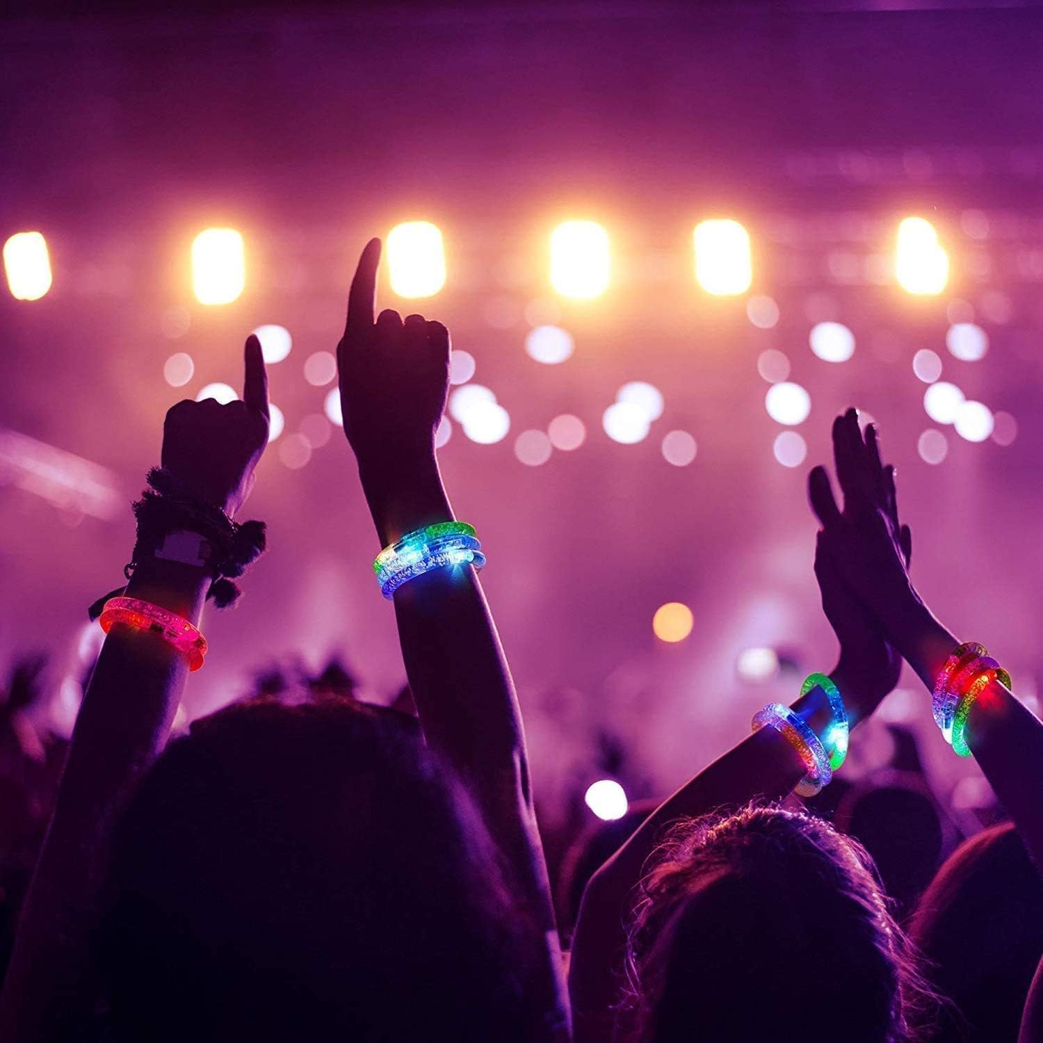AMENON glow bracelets show multicolor LEDs for reusable party favors.