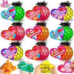 AMENON 24-pack mesh grape stress balls colorful fidget toys for focus and classroom play