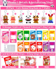 AMENON 28-pack bear keychain with valentines card, perfect party favor for kids.