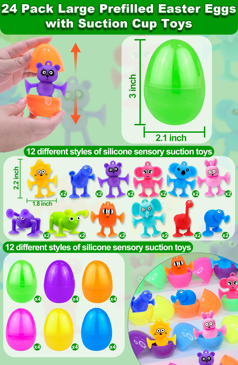 AMENON animal suction cup toys in 12 designs for windows and bathtubs