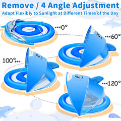 AMENON float with dual air chambers provides stability during family pool time.