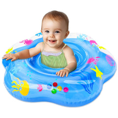 AMENON blue ocean theme baby float with friendly sea creatures for safer water play.