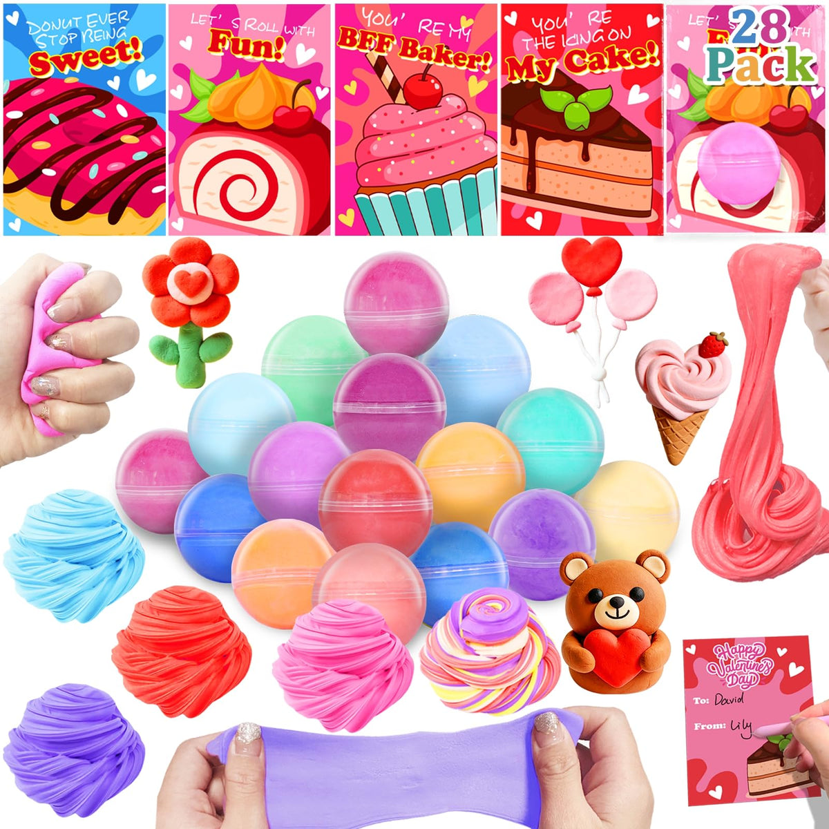 AMENON butter slime ball 28-pack in bright colors for classroom gifts