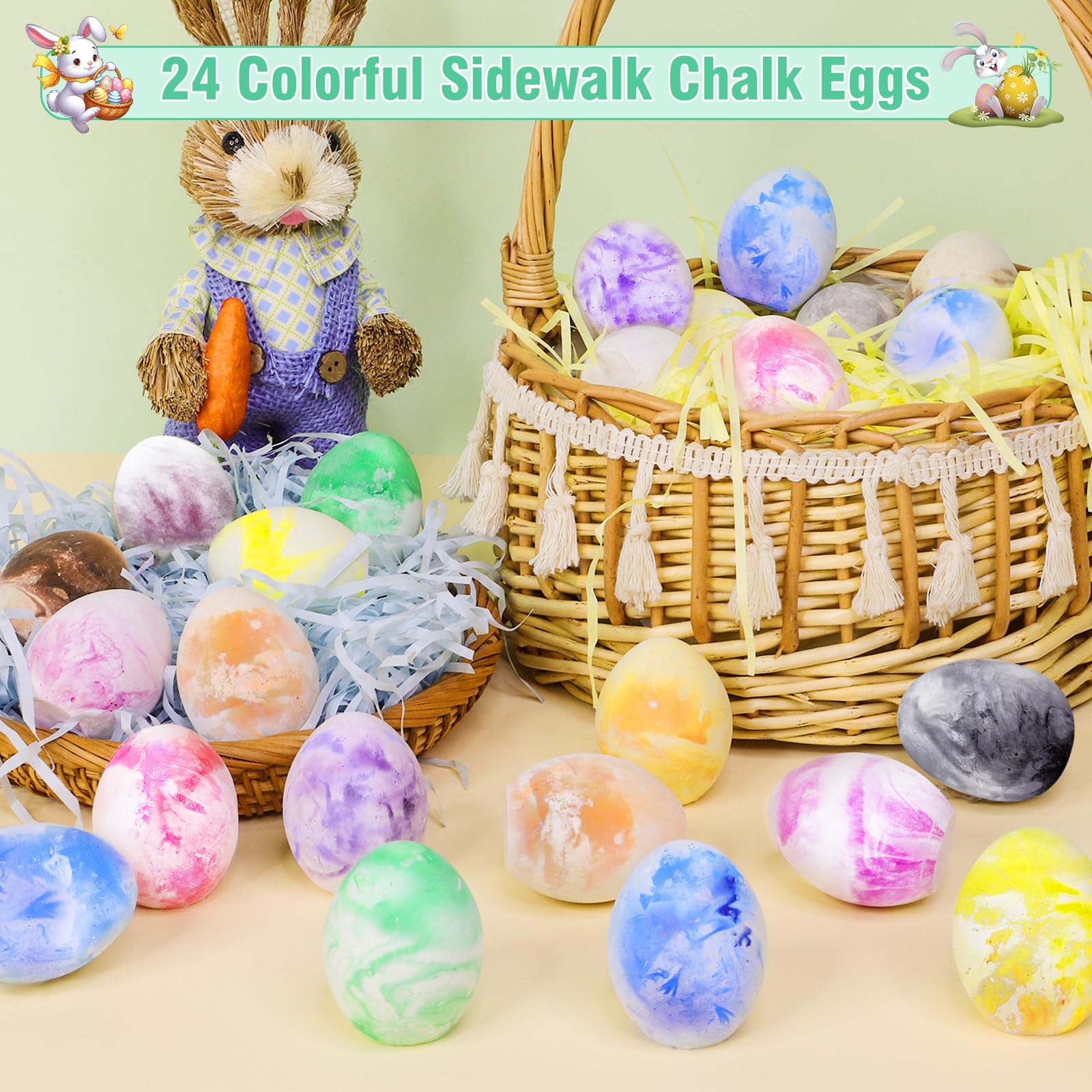 AMENON Easter chalk eggs as colorful basket fillers and party favors