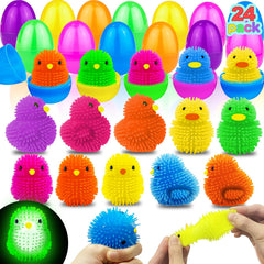 AMENON Easter egg with LED chick puffer ball for playful light-up fun