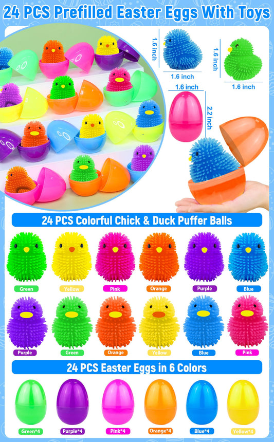 AMENON Easter egg with LED duck puffer ball for bright sensory play