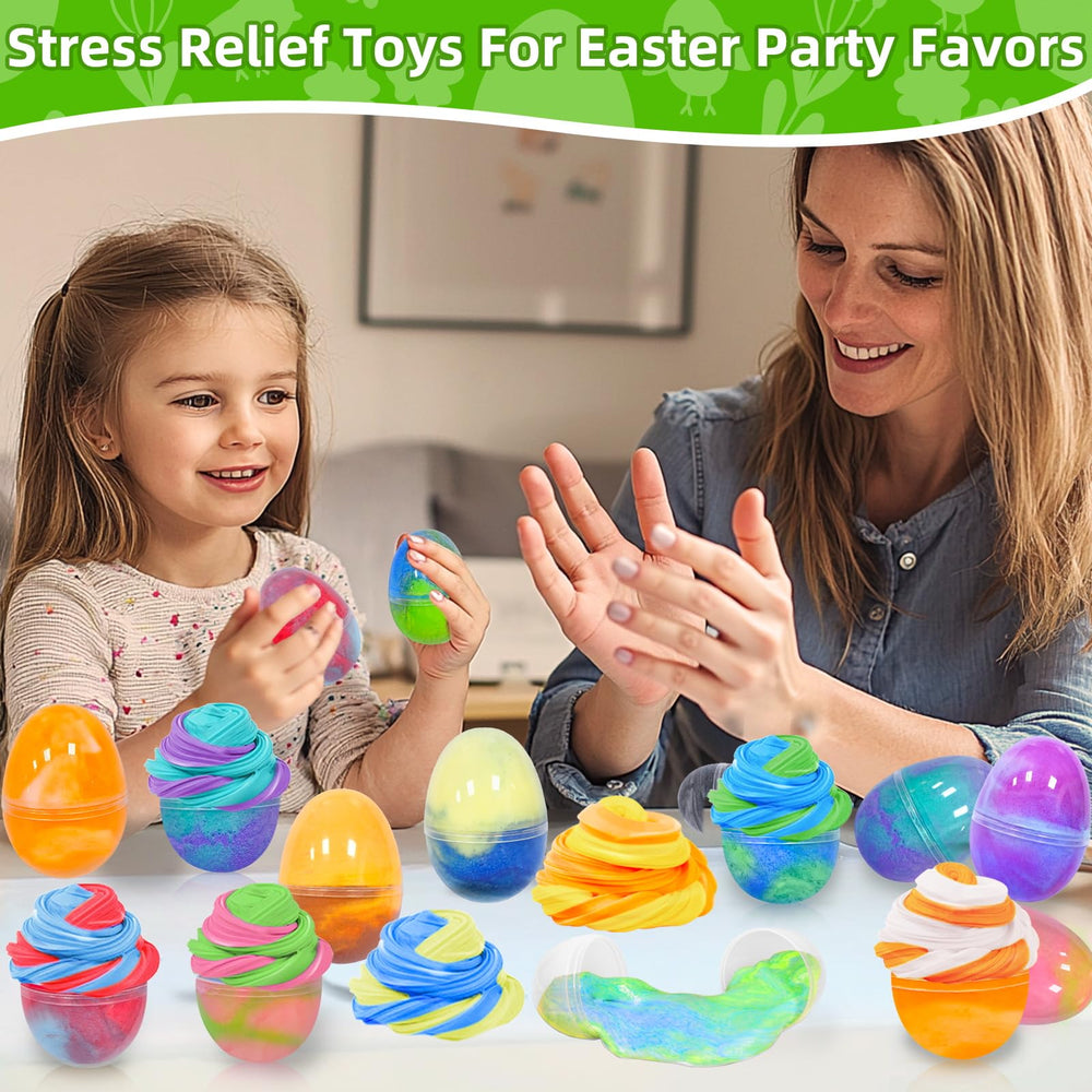 AMENON 12-pack butter slime eggs for relaxing squeeze-and-stretch fun.